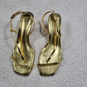 Schutz Heloise 55MM Metallic Leather Slingback stiletto heel Sandals size 9B